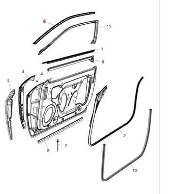 Прокладка двері dodge challenger 16-17 фото №1