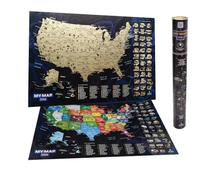 MAPA STIERACIE ŽREBY USA Scratch MAP národné parky štátov Travel map USA