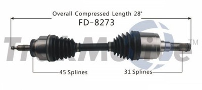 Приводной вал перед левая 5.4 6.2 raptor ford f-150 10-14 фото №1