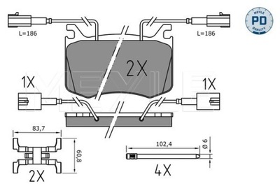 ZAPATAS DE FRENADO ALFA PARTE DELANTERA GIULIA 2,0/2,2 D 15- 0252209115/PD  