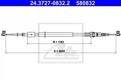 24.3727-0832.2/ATE ТРОС HAM.CITROEN C4 04-