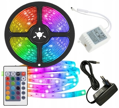 TAŚMA LED SMD WODOODPORNA RGB KOLOROWA + PILOT