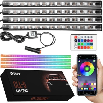 LIGHTING RGB INTERIOR AUTO CABINS CAR 48 LED + CONTROL APLIKACJA  