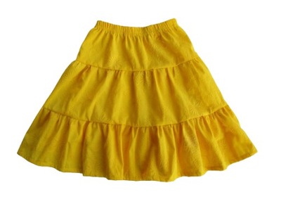 Spódniczka spódnica falbany żółta haftowana 128 bawełna