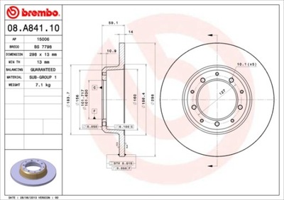 DISCOS DE FRENADO PARTE TRASERA BREMBO 08.A841.10 08A84110  