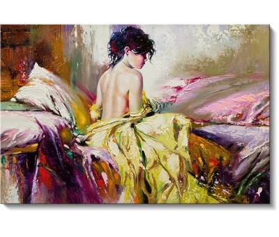Akt młodej kobiety, kolorowy obraz do sypialni, 120x80 cm
