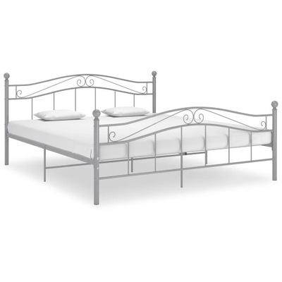 vidaXL Rama łóżka, szara, metalowa, 160x200 cm
