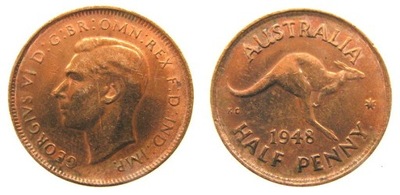 524. AUSTRALIA, HALF PENNY, 1948