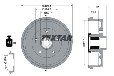 TEXTAR BEBNY ДИСКОВЫЕ ТОРМОЗНОЕ 2SZT. ЗАД DACIA DUSTER DUSTER SUV RENAULT фото