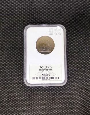 Moneta 50 zł - 1990 - Grading - MS63