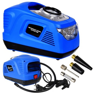 GEKO МИНИ КОМПРЕССОР АВТОМОБИЛЬНЫЙ Z LATARKĄ 12V 230V 100W 100 PSI НАКОНЕЧНИКИ