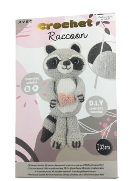 Zestaw do szydełkowania DIY WŁÓCZKA PLUSZ MASKOTKA- RACCAN