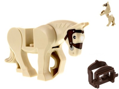 Unikat LEGO Castle - Beżowy Koń z siodłem !