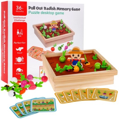 Drewniana gra pamięciowa memory dla dzieci z kartami 2 gry