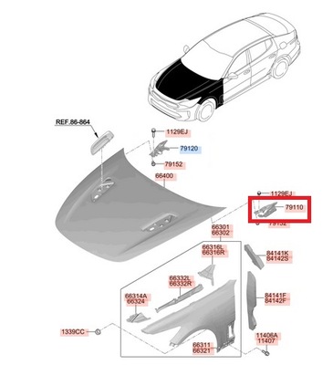 Петля капот лівий do kia stinger фото №1