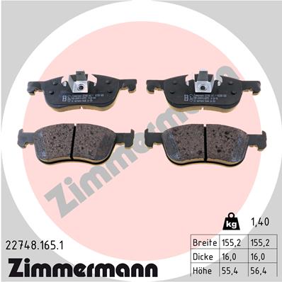 ZIMMERMANN 22748.165.1 JUEGO ZAPATAS HAMULCOWYCH, FRENOS TARCZOWE  