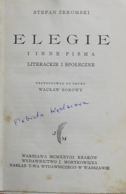 Elegie i inne pisma literackie i społeczne