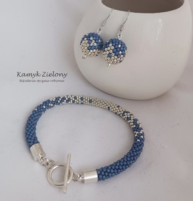 Komplet biżuterii Soft Blue - bransoletka i kolczyki