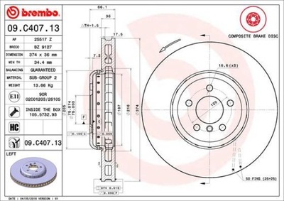 BREMBO 09.C407.13 DISCO DE FRENADO  