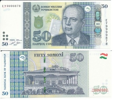 TADŻYKISTAN 50 Somoni 2022 P-26e UNC