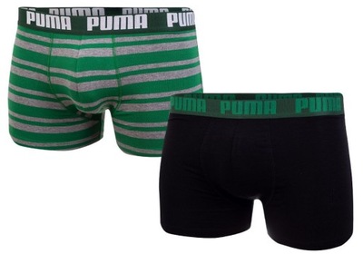 PUMA BOKSERKI MĘSKIE 2 PARY BOXERS GREY-GREEN/BLACK r.M