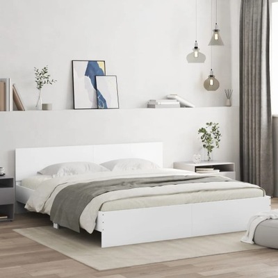 Rama łóżka z wezgłowiem biała 160x200 cm