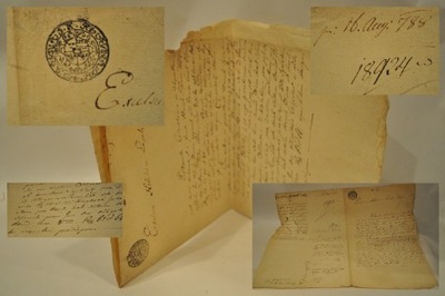 1788 LIST RĘKOPIS łac. PAPIER CZERPANY PIECZĘĆ /812