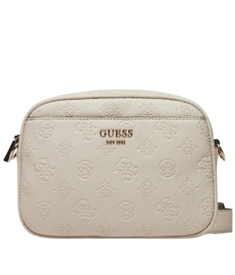 GUESS TOREBKA BEŻOWA DAMSKA NA ZAMEK NA PASKU Z LOGO 1GMF