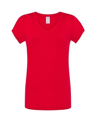 Koszulka Damska bawełniana dekolt serek czerwona M