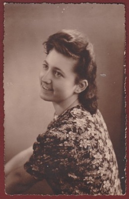 Łódź portret młodej kobiety wierszowana dedykacja 1945 r.