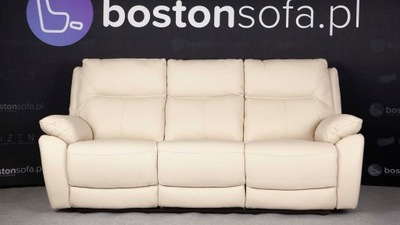 Sofa 3 os. funkcja relax Atlanta skóra jasny beż