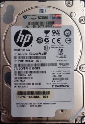 DYSK HP 300GB sas 10k 2.5 EG0300FCVBF 693569-001