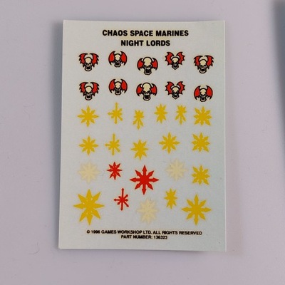 Chaos Space Marine Night Lords Transfer Sheet Kalkomanie Artefakt