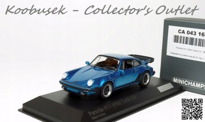 Rarytas! Porsche 911 Turbo 3.3 930 niebieski - Minichamps / PMA 1:43 *N