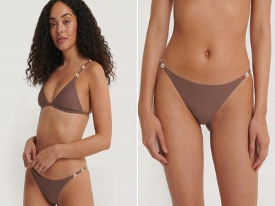 NA-KD DÓŁ OD BIKINI BRĄZOWE MUSZELKI 34 XS 1N01