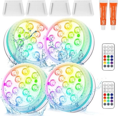 OŚWIETLENIE BASENOWE LED AKUMULATOR Z PILOTEM DO BASENU WANNY OCZKA 4SZT