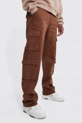 BOOHOO MAN PROSTE SPODNIE TYPU CARGO W40