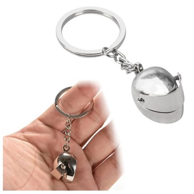 BRELOK DO KLUCZY KASK SREBRNY METALOWY ZAWIESZKA