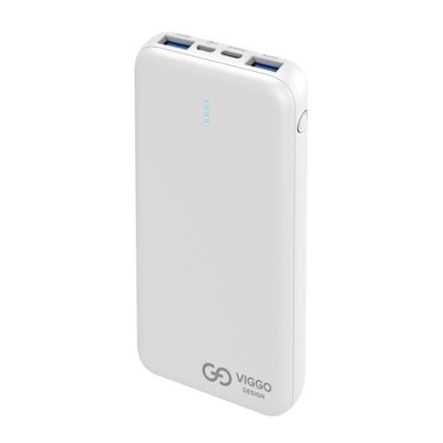 Powerbank 10000mAh VIGGO slim USB USB-C LED biały