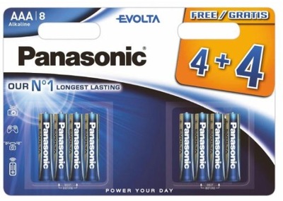 8x Baterie alkaliczne Panasonic Evolta LR3 AAA