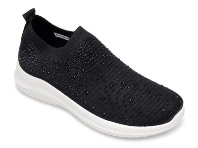 BUTY DAMSKIE SPORTOWE Z CYRKONIAMI CZARNE 39