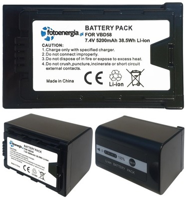 BATERIA AKUMULATOR DO PANASONIC VW-VBD58 VW-VBD58-K AG-VBR59 5200MAH