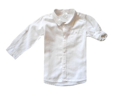 H&M lniana biała koszula dla chłopca 80 cm