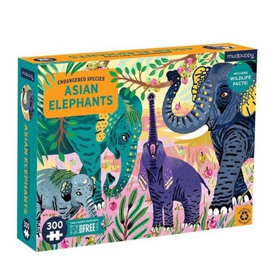 Mudpuppy Puzzle edukacyjne Zagrożone gatunki Słoni