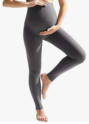 MAACIA legginsy ciążowe długie szare legginsy do ćwiczeń w ciąży