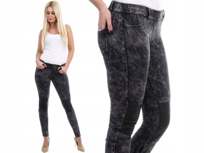 S148 SPODNIE LEGINSY JEANS BAWEŁNA GRAFIT r. 38