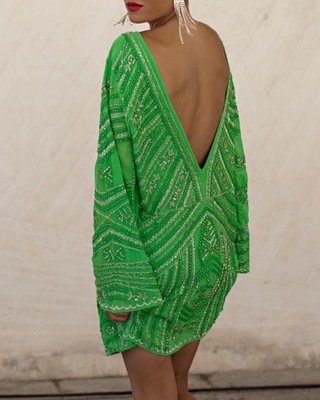 Zara sukienka o kroju tuniki z koralikami XS/S