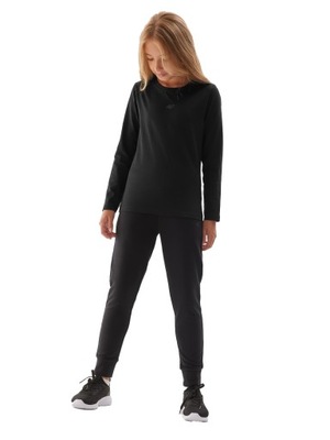 4F Spodnie dresowe joggery dziewczęce czarne 146