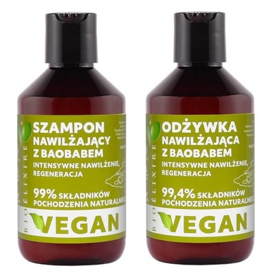 BIOELIXIRE VEGAN BAOBAB SZAMPON ODŻYWKA 2 x 300ml