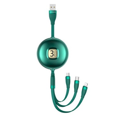 Kabel USAMS U69 3w1 1m zielony Lightning/microUSB/USB-C